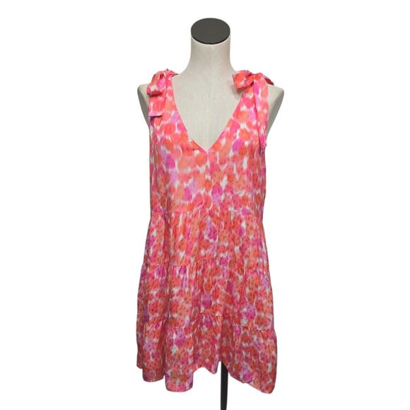 Amanda Uprichard Pruitt Dress in Pink Lacquer‎ Shoulder Tie Accent Size Large - Picture 1 of 9
